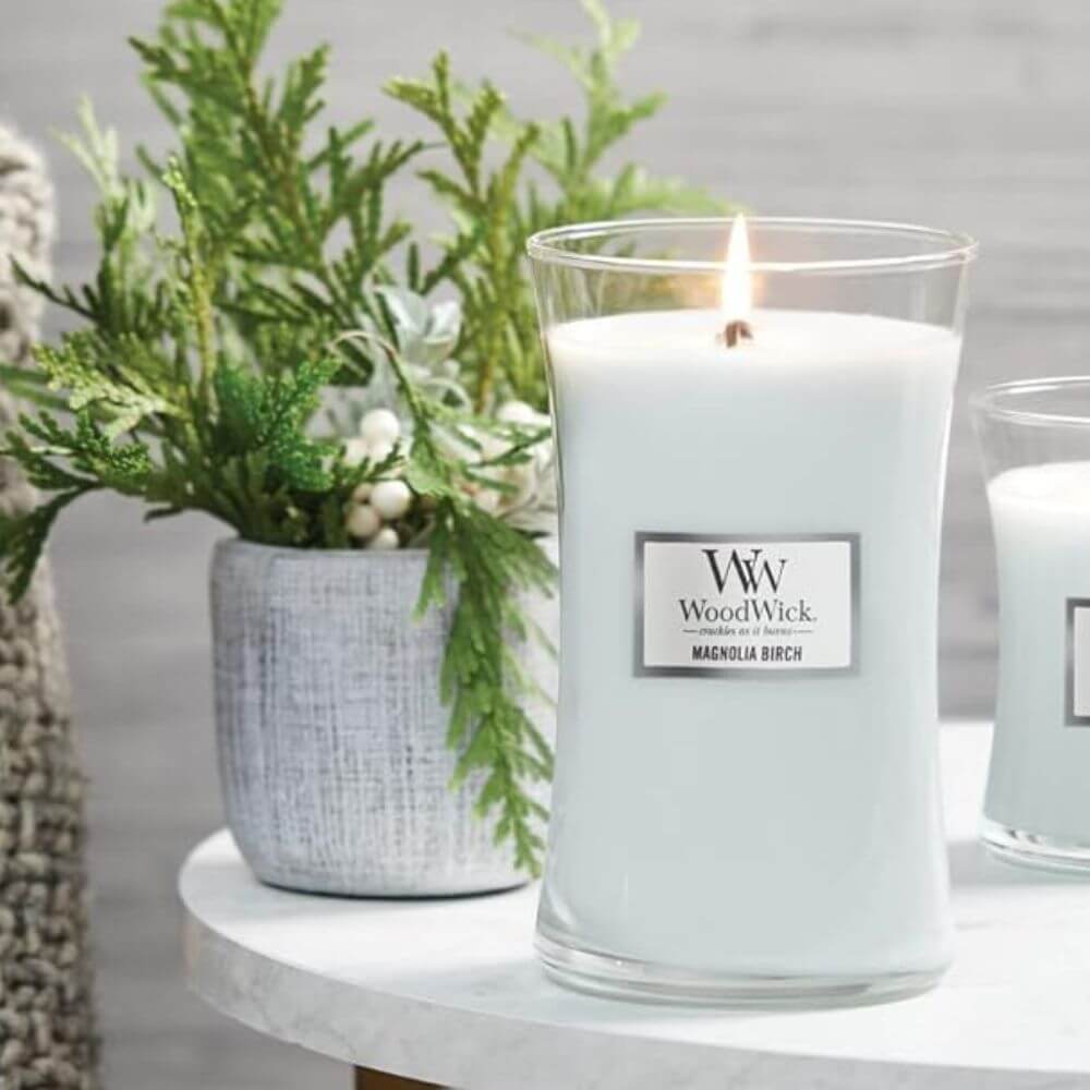 Large WoodWick Scented Candle - Magnolia Birch – Funky Gifts NZ