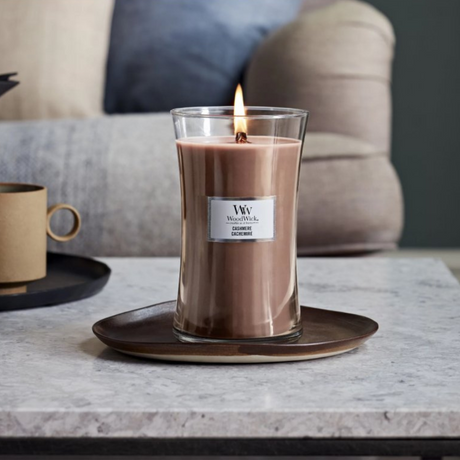 Large WoodWick Scented Soy Candle - Cashmere - Funky Gifts NZ