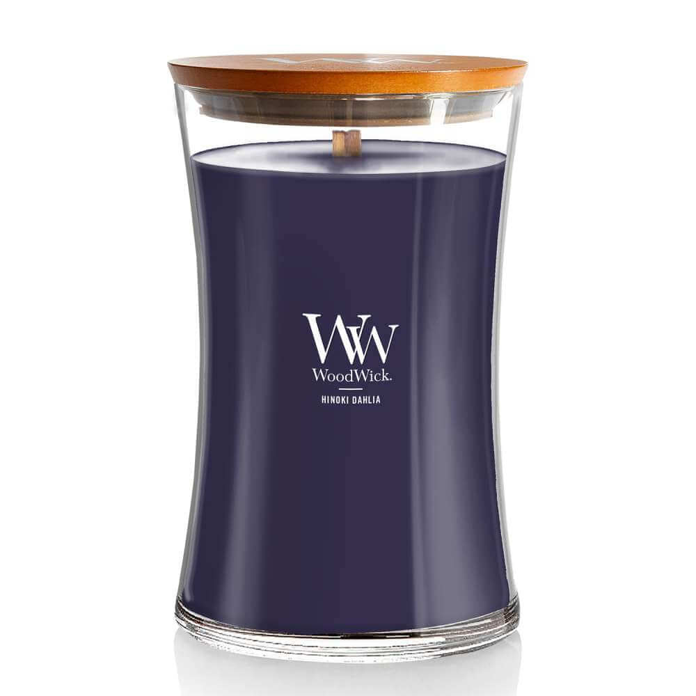 Large WoodWick Scented Soy Candle - Hinoki Dahlia - Funky Gifts NZ