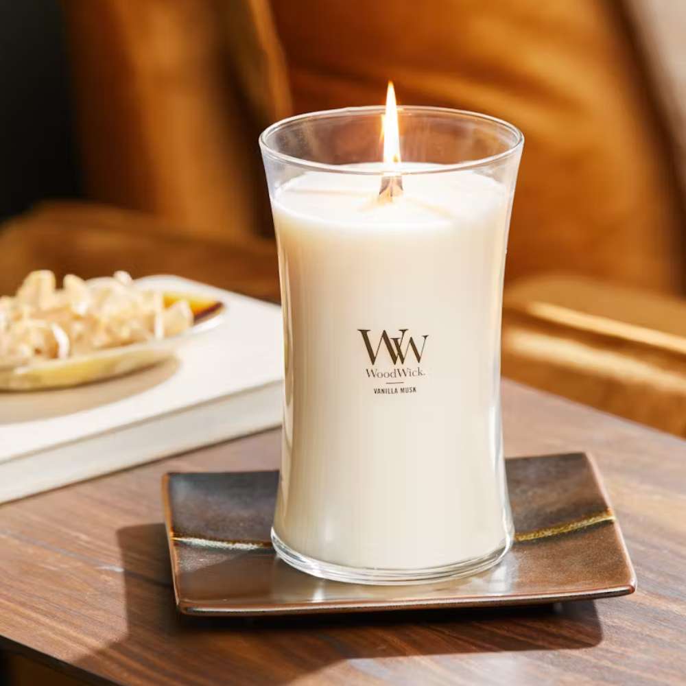 Large WoodWick Scented Soy Candle - Vanilla Bean - Funky Gifts NZ
