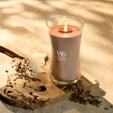 Large WoodWick Scented Soy Candle - Patchouli Creme - Funky Gifts NZ