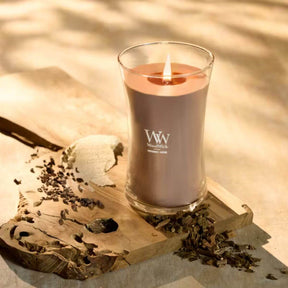 Large WoodWick Scented Soy Candle - Patchouli Creme - Funky Gifts NZ