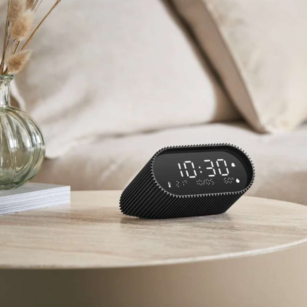 Lexon Ray Alarm Clock Matt Black – Funky Gifts NZ