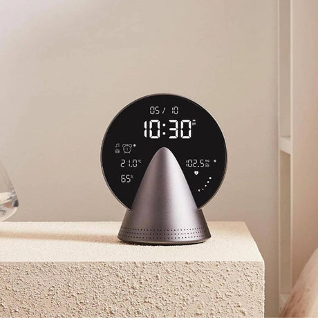 Lexon Conic Radio Alarm Clock With Built-In Radio/Speaker - Grey - Funky Gifts NZ