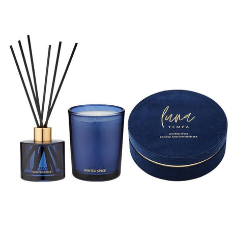 Luna Luxury Diffuser & Candle Gift Set - Winter Spice - Funky Gifts NZ