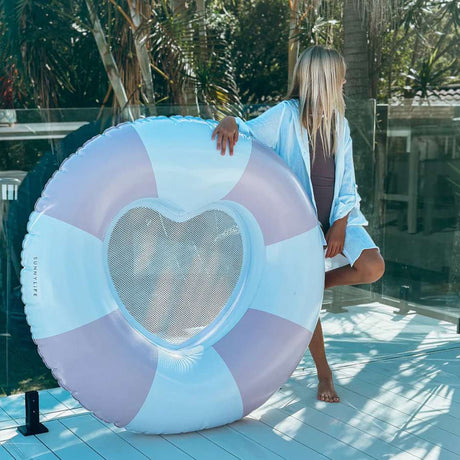 SunnyLife Tube Pool Ring Stole My Heart Pink - Funky Gifts NZ