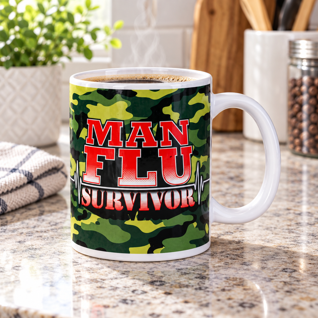 Camo Man Flu Survivor Coffee Mug - Funky Gifts NZ
