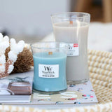 Medium WoodWick Scented Soy Candle - Sea Salt & Cotton - Funky Gifts NZ