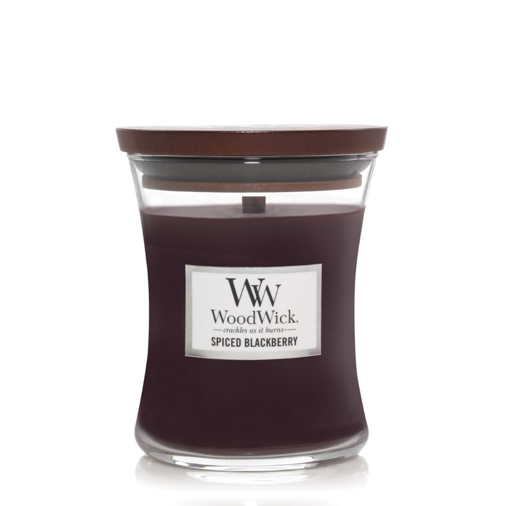 Medium WoodWick Scented Soy Candle - Spiced Blackberry - Funky Gifts NZ