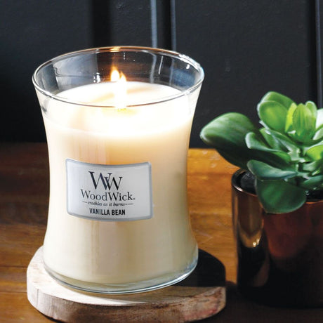 Medium WoodWick Scented Soy Candle - Vanilla Bean - Funky Gifts NZ