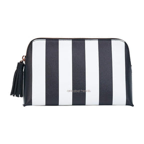 Medium Vanity Bag Black & White Stripe - Funky Gifts NZ