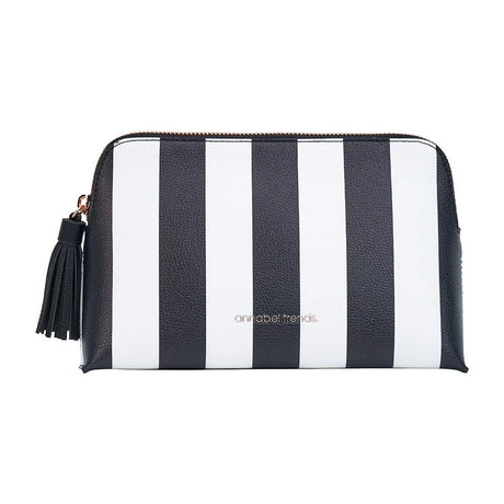 Medium Vanity Bag Black & White Stripe - Funky Gifts NZ
