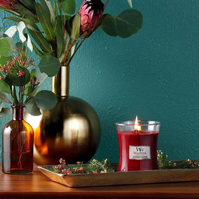 Medium WoodWick Scented Soy Candle - Elderberry Bourbon - Funky Gifts NZ