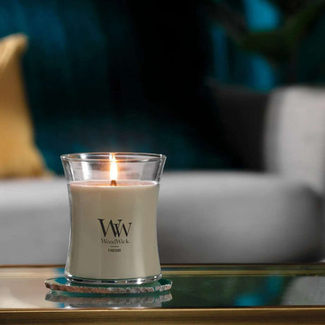 Medium WoodWick Scented Soy Candle - Fireside - Funky Gifts NZ