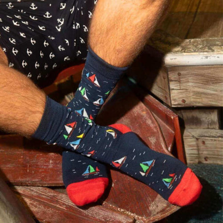 Men's Sail Away Bamboo Crew Sock - Funky Gifts NZ