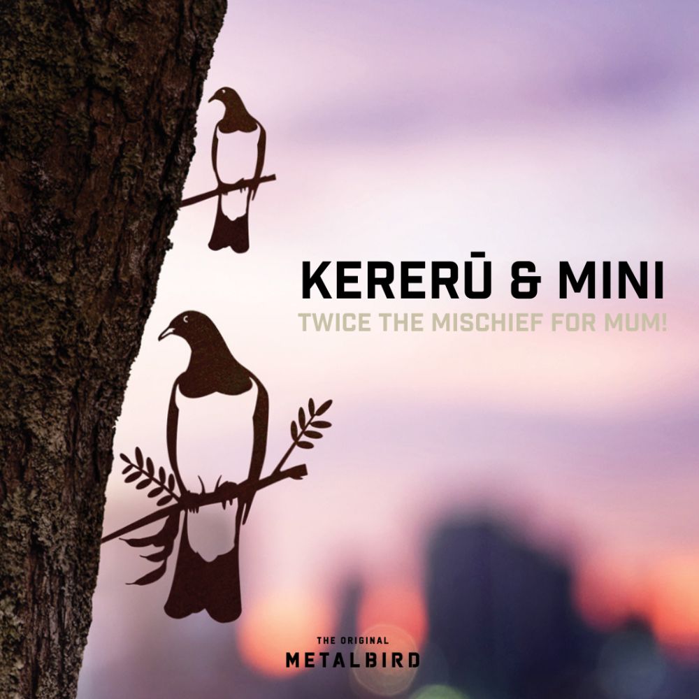 Metalbird Mum + Mini Kereru - Funky Gifts NZ