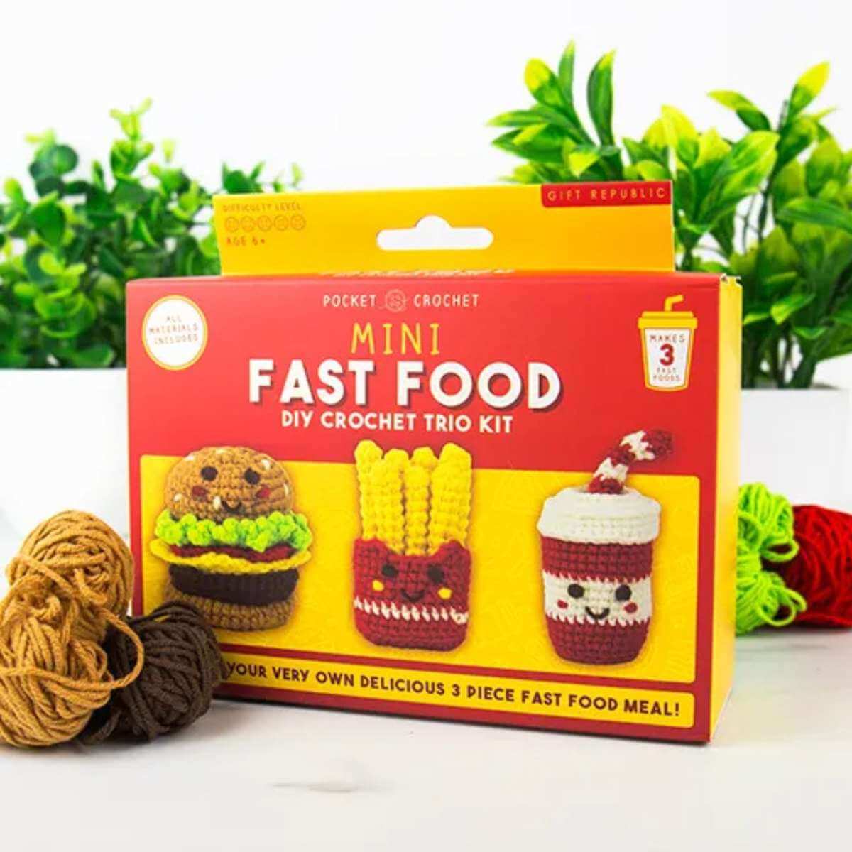 Mini Fast Food DIY Crochet Trio Kit - Funky Gifts NZ