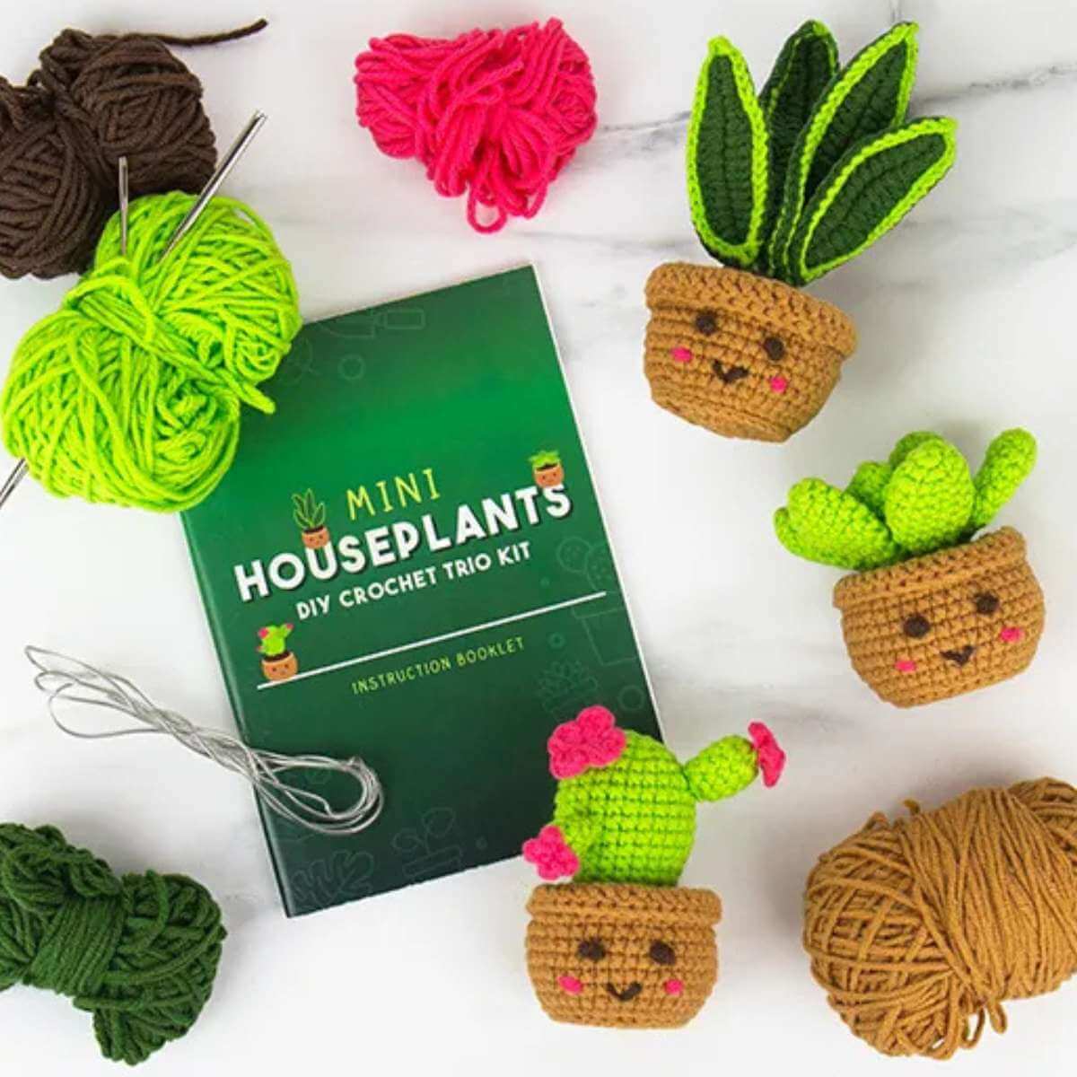 Mini Houseplants DIY Crochet Trio Kit - Funky Gifts NZ