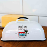 Haere Mai Butter Dish - Enamel - White - Funky Gifts NZ