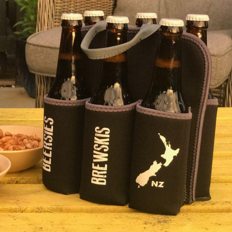 Six Pack Neoprene Beer Holder - NZ Beer Names - Funky Gifts NZ