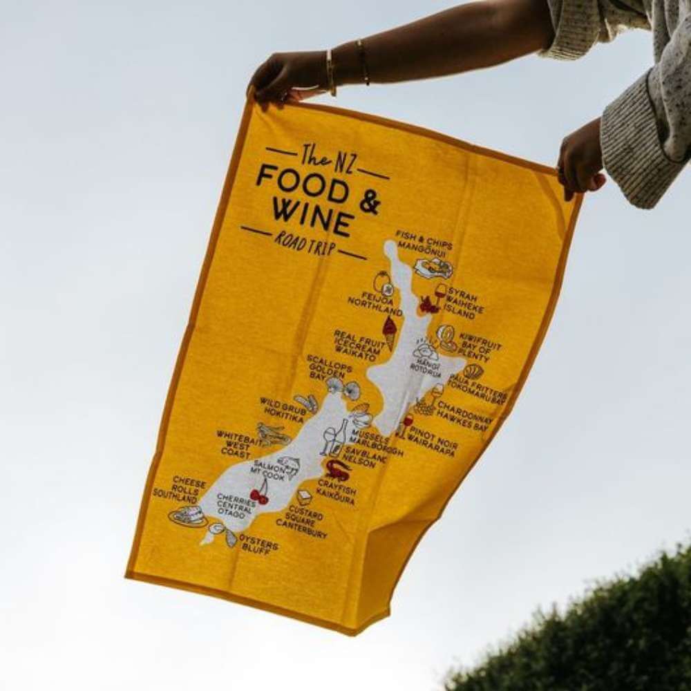 Moana Road - Food & Wine Tea Towel - Funky Gifts NZ