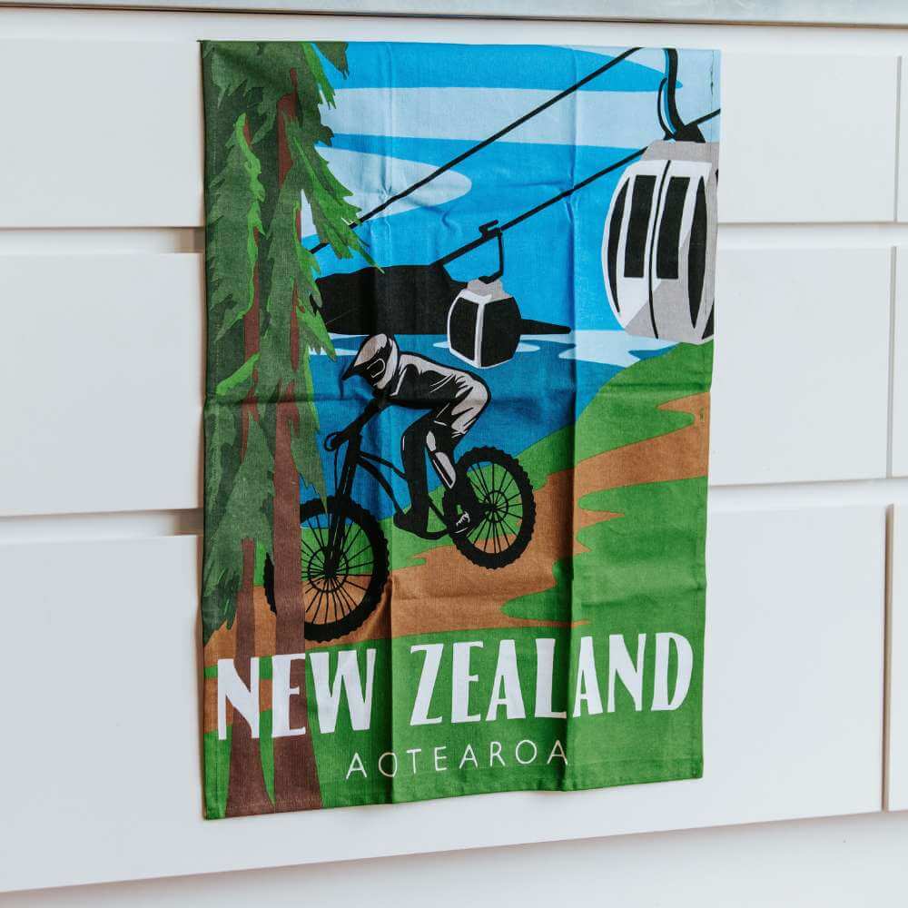 Moana Road - Mountain Biking & Gondola Tea Towel - Funky Gifts NZ