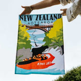 Moana Road - Southern Jet Boat Tea Towel - Funky Gifts NZ