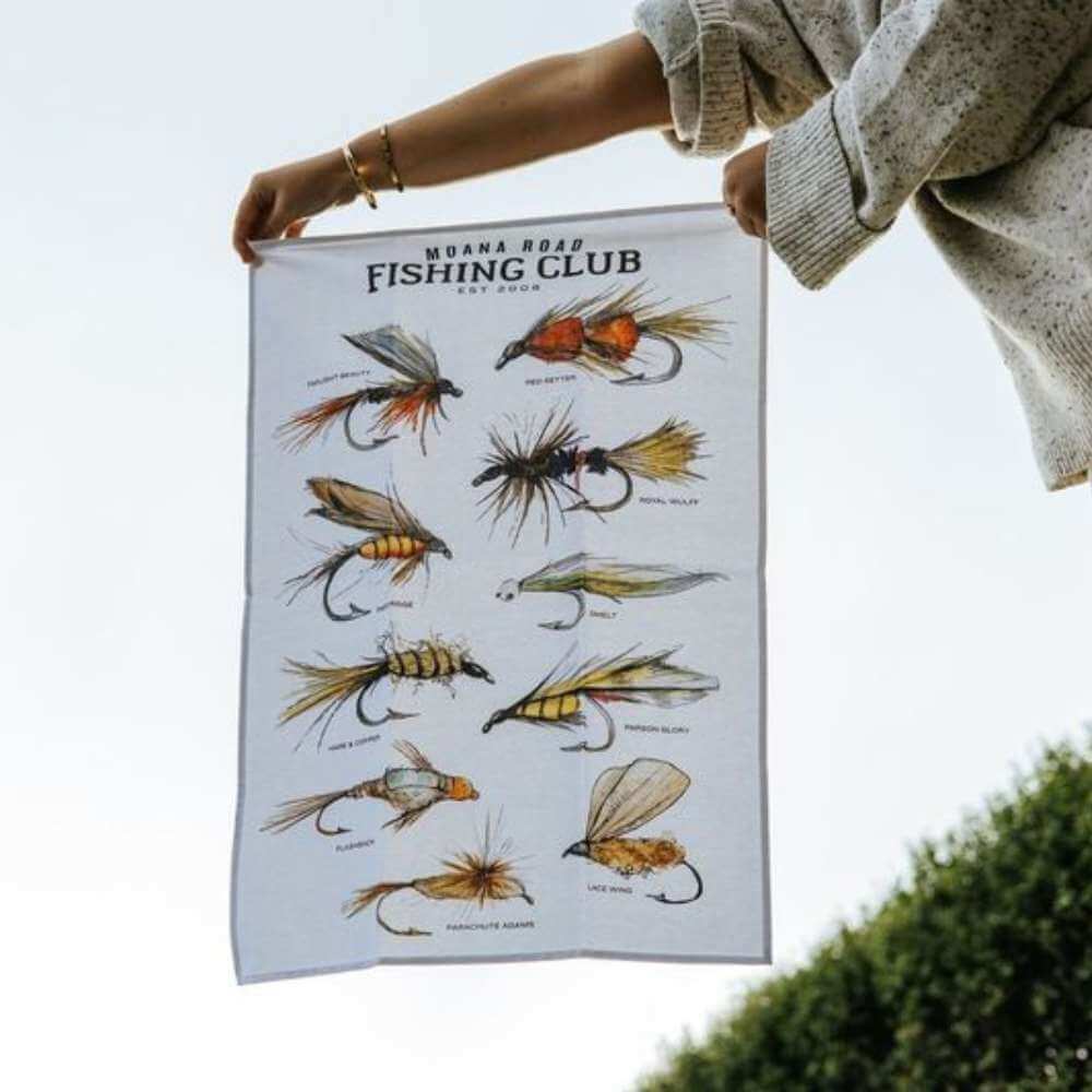 Moana Road Fly Fishing Tea Towel - Funky Gifts NZ