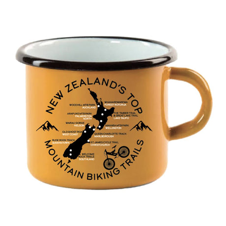 Moana Road Small Enamel Mug - Mountain Biking - Funky Gifts NZ