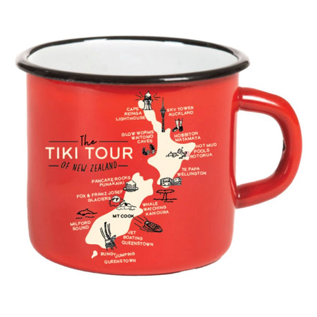 Moana Road Small Enamel Mug - Tiki Tour - Funky Gifts NZ