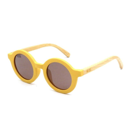 Moana Road Sunglasses - Kids Bambino Yellow with Wood Arms #3361 - Funky Gifts NZ