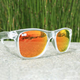 Moana Road Sunglasses - Plastic Fantastic Clear with Orange Reflect #3282 - Funky Gifts NZ