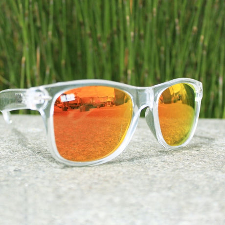 Moana Road Sunglasses - Plastic Fantastic Clear with Orange Reflect #3282 - Funky Gifts NZ