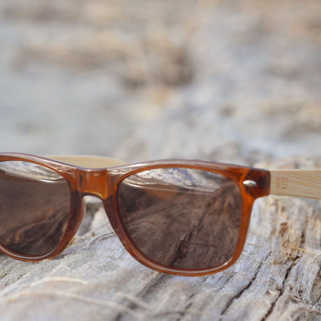 Moana Road Sunglasses 50/50 Brown w Wood Arms #3006 - Funky Gifts NZ