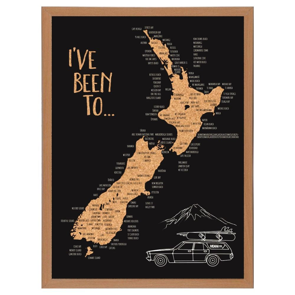 Moana Road - A2 New Zealand Cork Map - Funky Gifts NZ