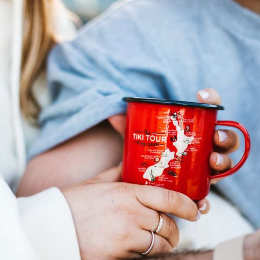 Moana Road Small Enamel Mug - Tiki Tour - Funky Gifts NZ