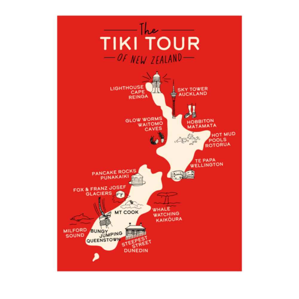 Moana Rd Kiwiana Tea Towel - Tiki Tour - Funky Gifts NZ