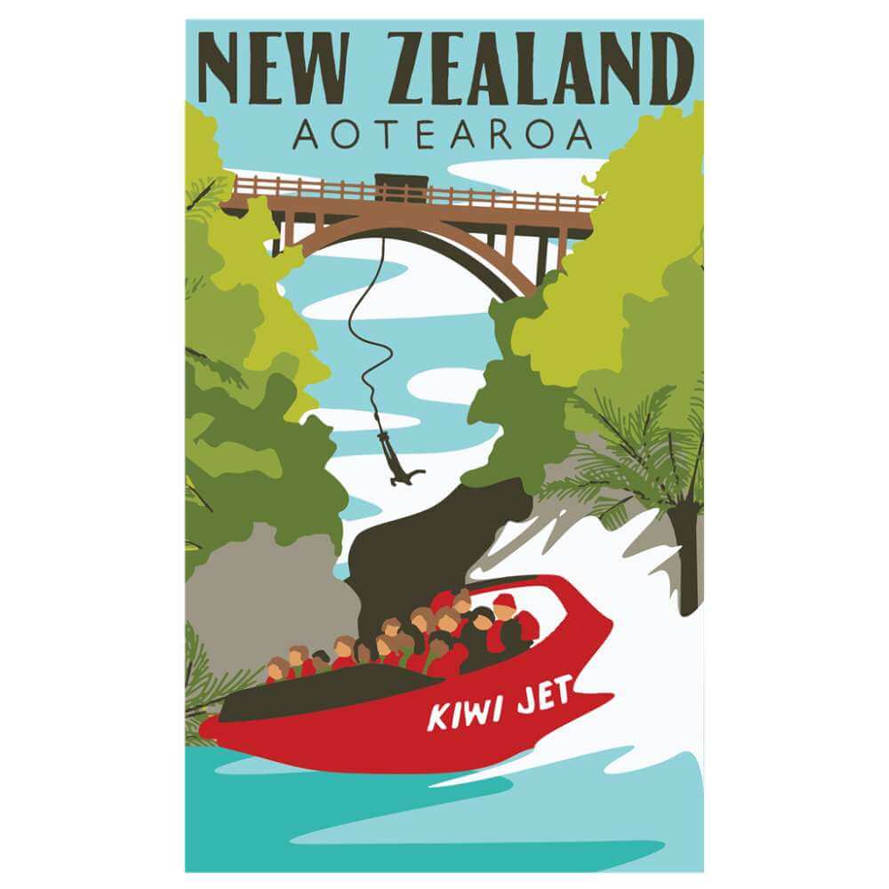 Moana Road - Southern Jet Boat Tea Towel - Funky Gifts NZ