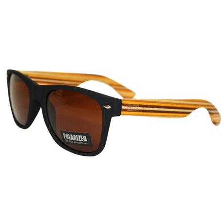 Moana Road Sunglasses 50/50 - Black w. Stripes Arms #452 - Funky Gifts NZ