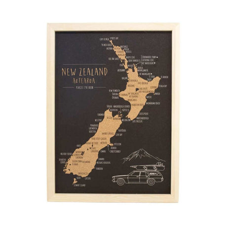 Moana Road - A3 New Zealand Cork Map - Funky Gifts NZ