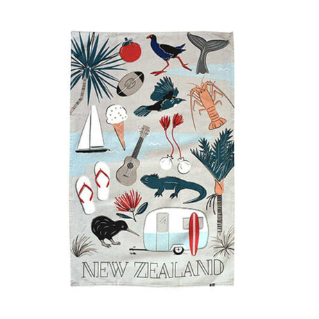 NZ Tea Towel - Kiwi Tour - Funky Gifts NZ