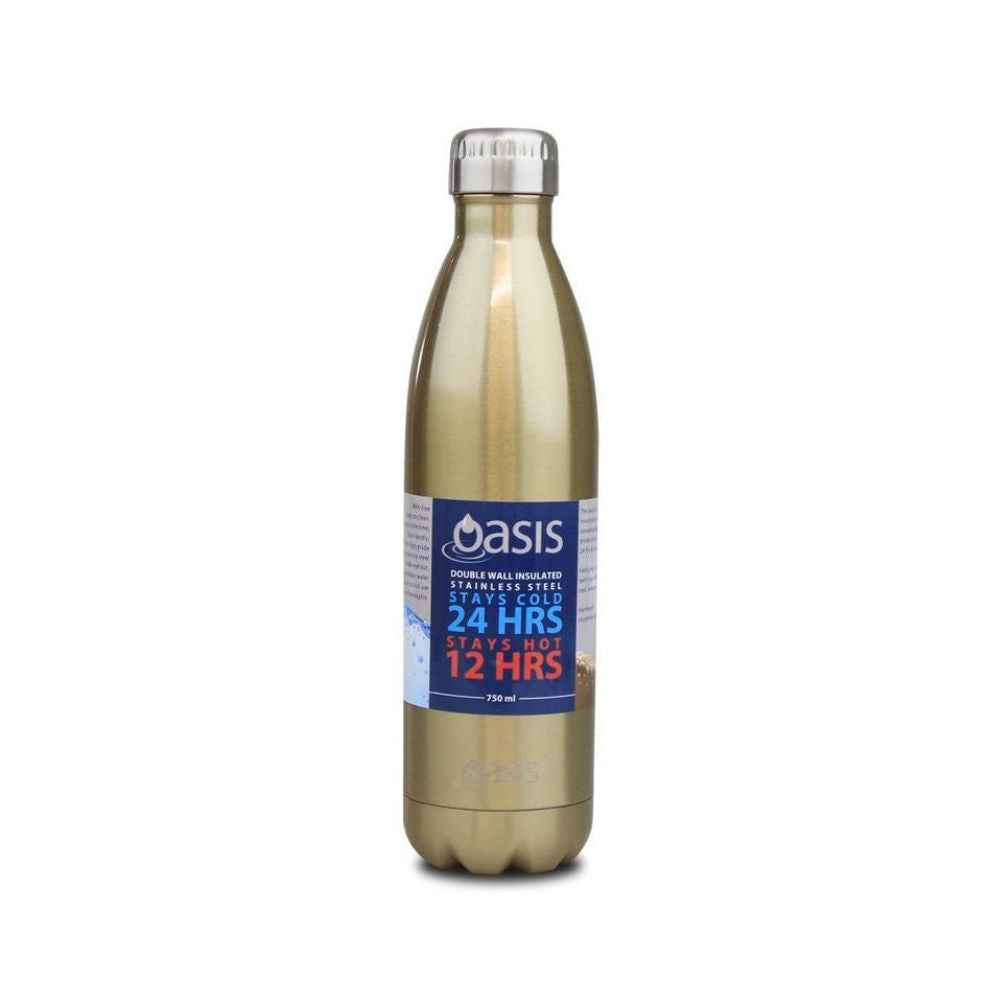 Oasis Stainless Steel Bottle 750ml - Champagne - Funky Gifts NZ