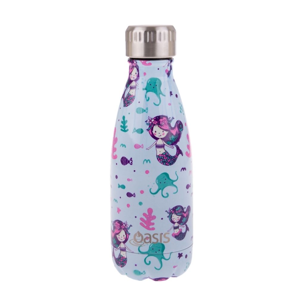 Oasis Kids Stainless Steel Bottle 350ml - Mermaids - Funky Gifts NZ