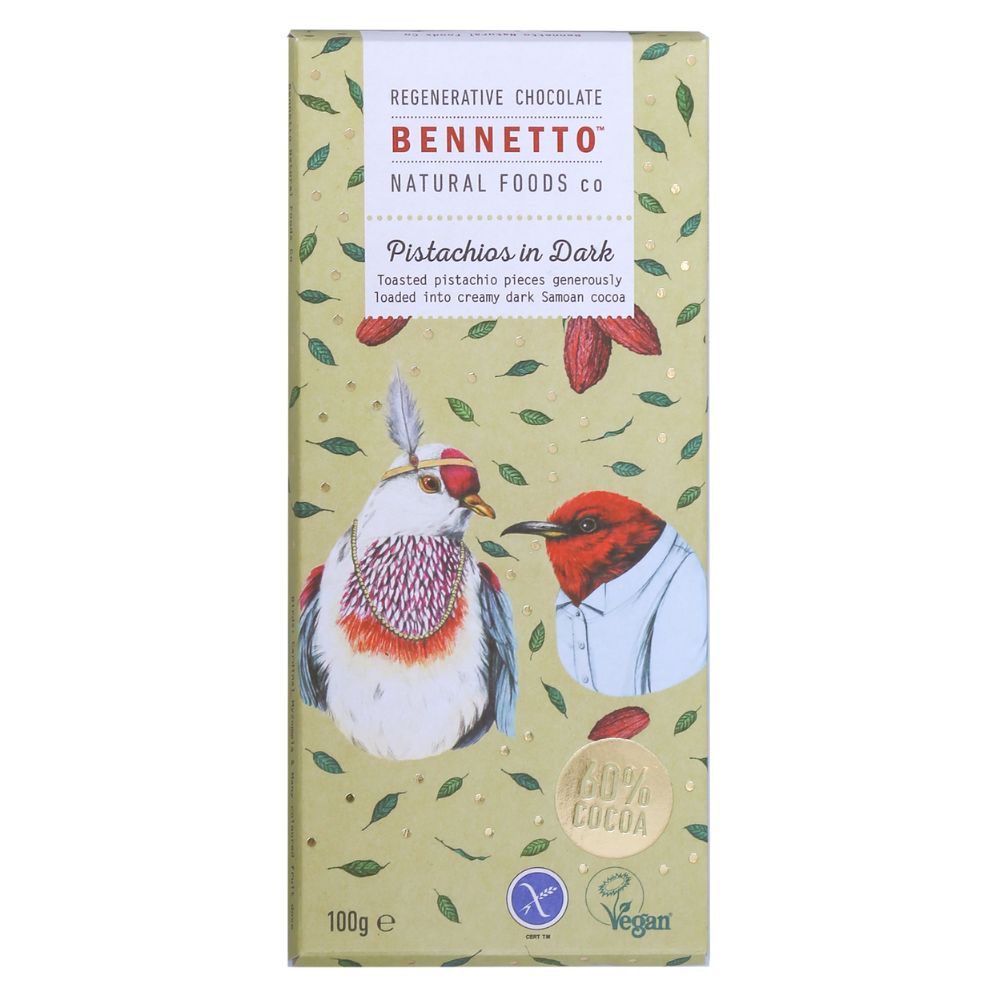 Bennetto Chocolate 100g - Pistachio - Funky Gifts NZ