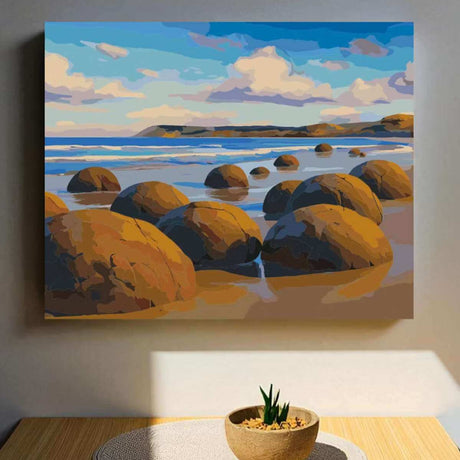 Paint By Numbers - Moeraki Boulders - Funky Gifts NZ
