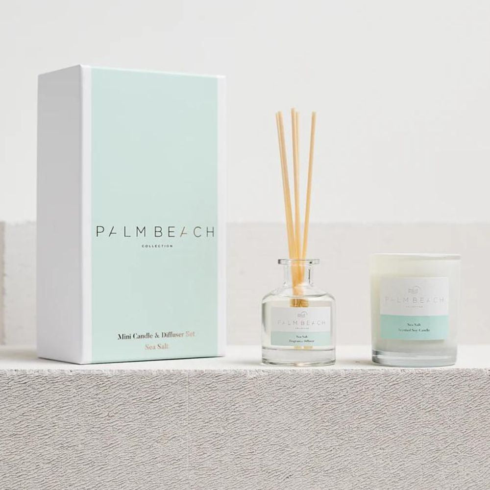 Palm Beach Collection Mini Candle & Diffuser Gift Pack - Sea Salt - Funky Gifts NZ