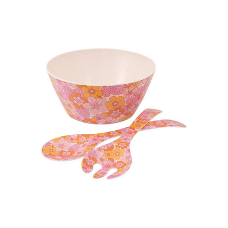 Floral Picnic Salad Set - Pink Retro - Funky Gifts NZ