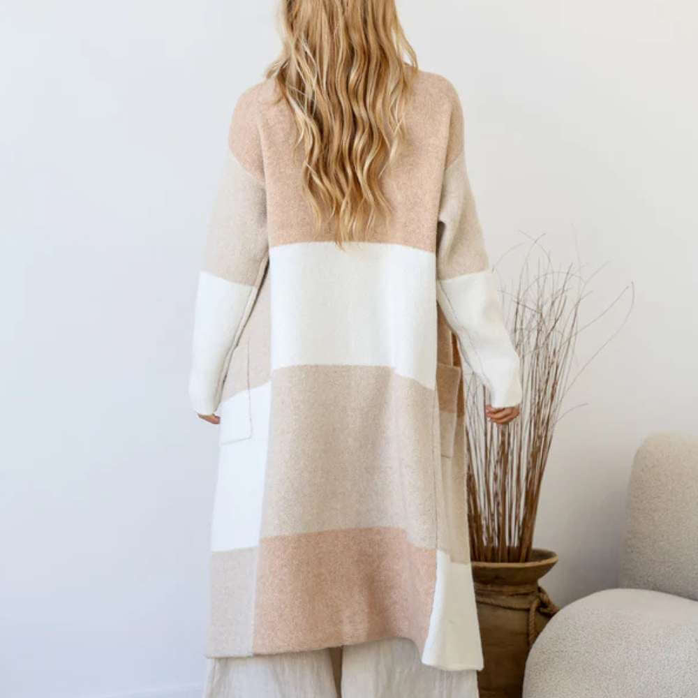 Pietra Longline Cardie - Natural Camel - Funky Gifts NZ