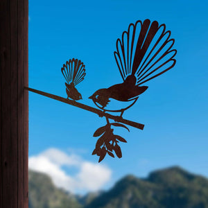 Metalbird Piwakawaka (Fantail) and Baby - Funky Gifts NZ