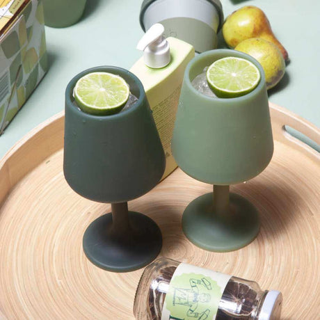 Swepp Silicone Unbreakable Wine Glasses - Sage + Olive - Funky Gifts NZ